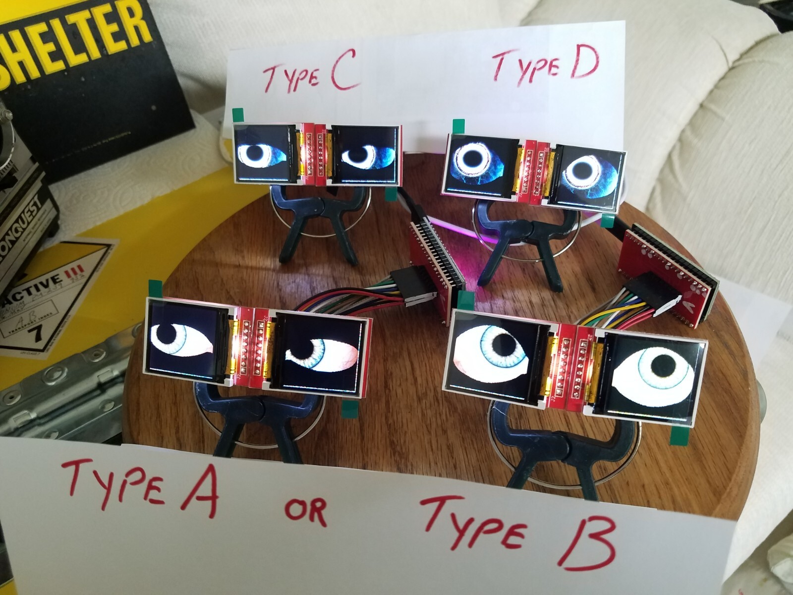 Animated eyes (1 pair) for Props ETC, based on Adafruit's Uncanny Eyes, ESP32