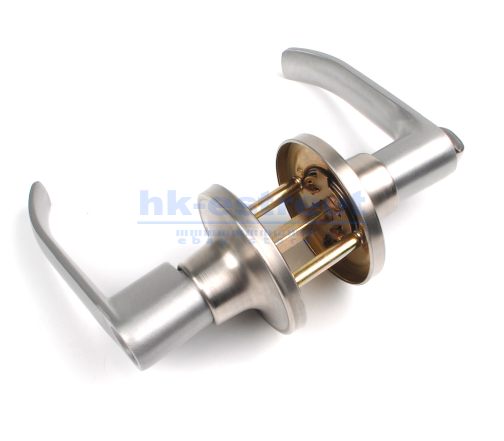 Entry Door Lever Lock Set Privacy Keyed Knobs Lockset Handle+2 Keys Satin Nickel