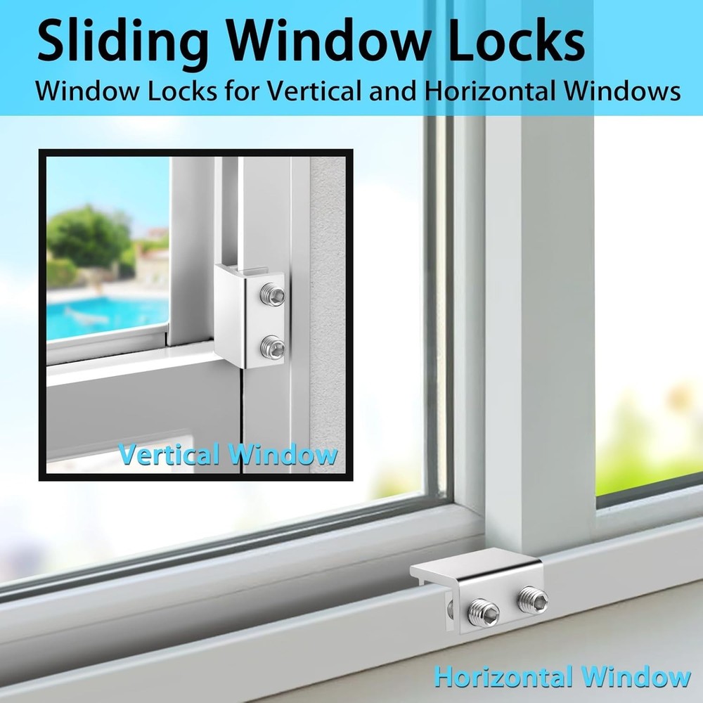 Easy Install 8 Pack Window Locks with Key - Safety Solution for Home & Office