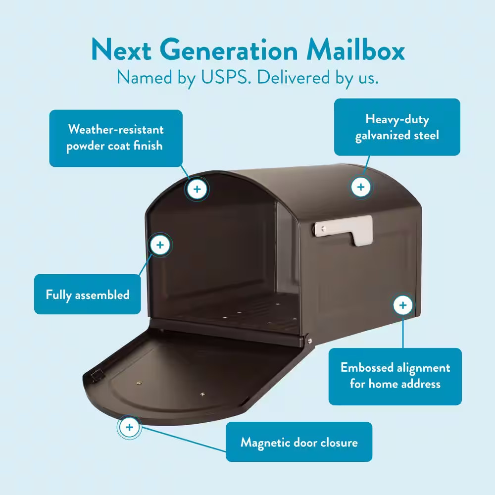 Centennial Rubbed Bronze, Extra Large, Steel, Post Mount Mailbox with Silver ...