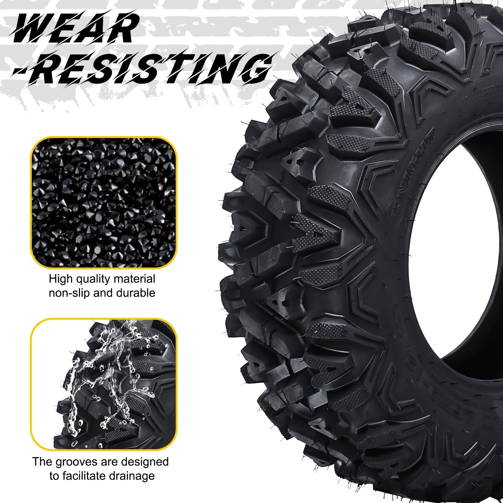 2 Pack 26x9-12 26x9x12 All Terrain ATV UTV Mud Tires 6 Ply Tubeless Trail Tires