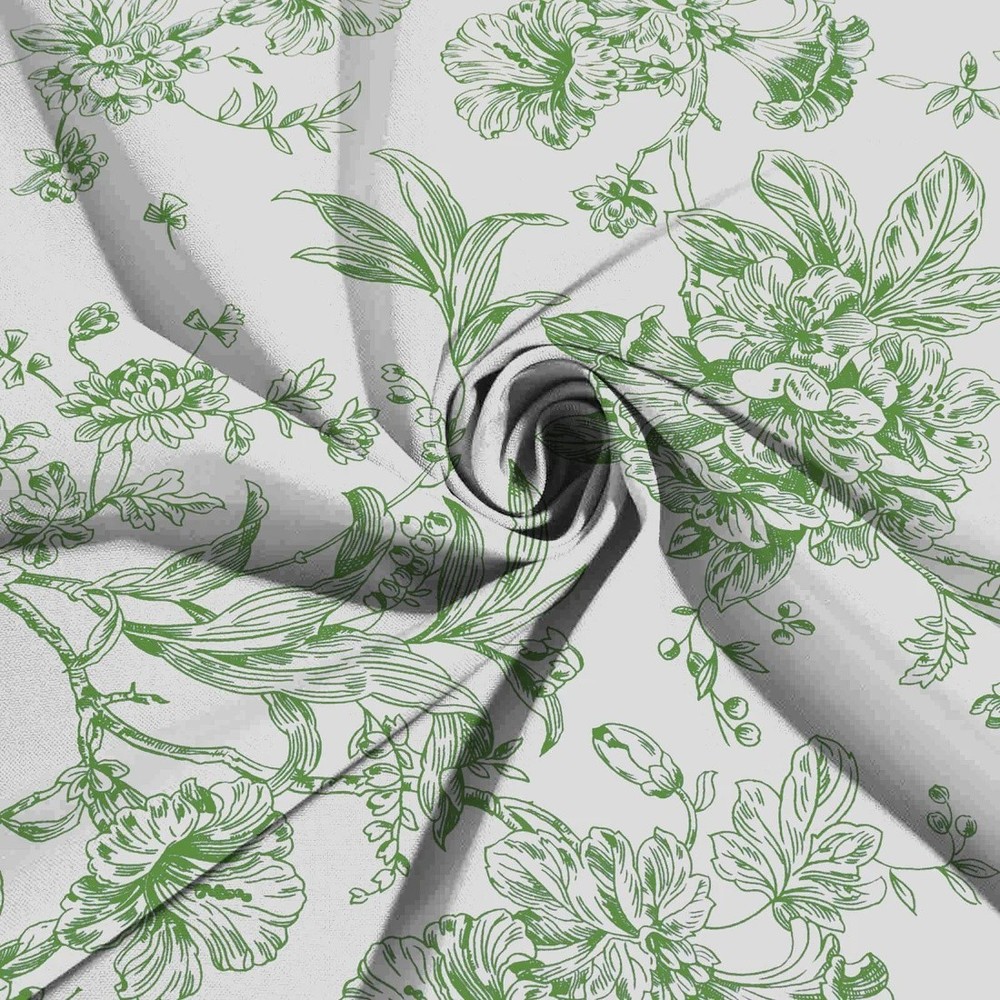 WHITE DUSTY SAGE 90" x 132" French Toile Polyester Rectangular Tablecloth