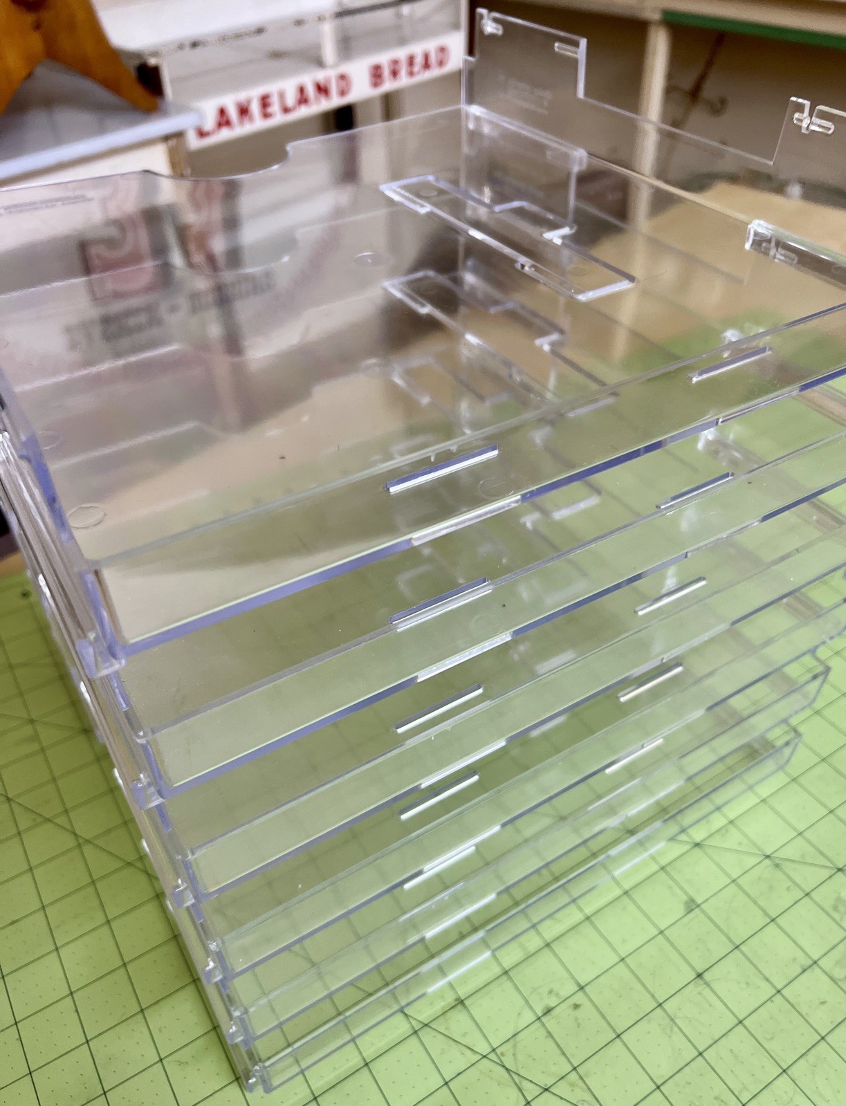 Display Dynamics 6 Clear Acrylic Stackable 12.5x13.25x2 Paper Tray Organization