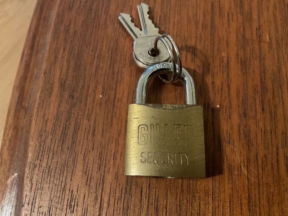 Vintage Brass Guard Security Padlock with 2 Keys