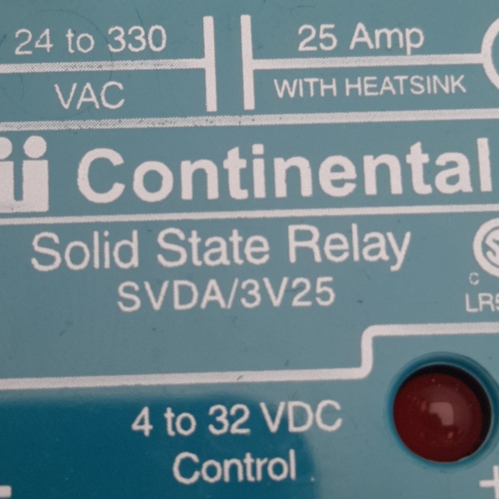 Continental SVDA-3V25 Solid State Relay 24-330VAC, 25A, 4-32VDC Control