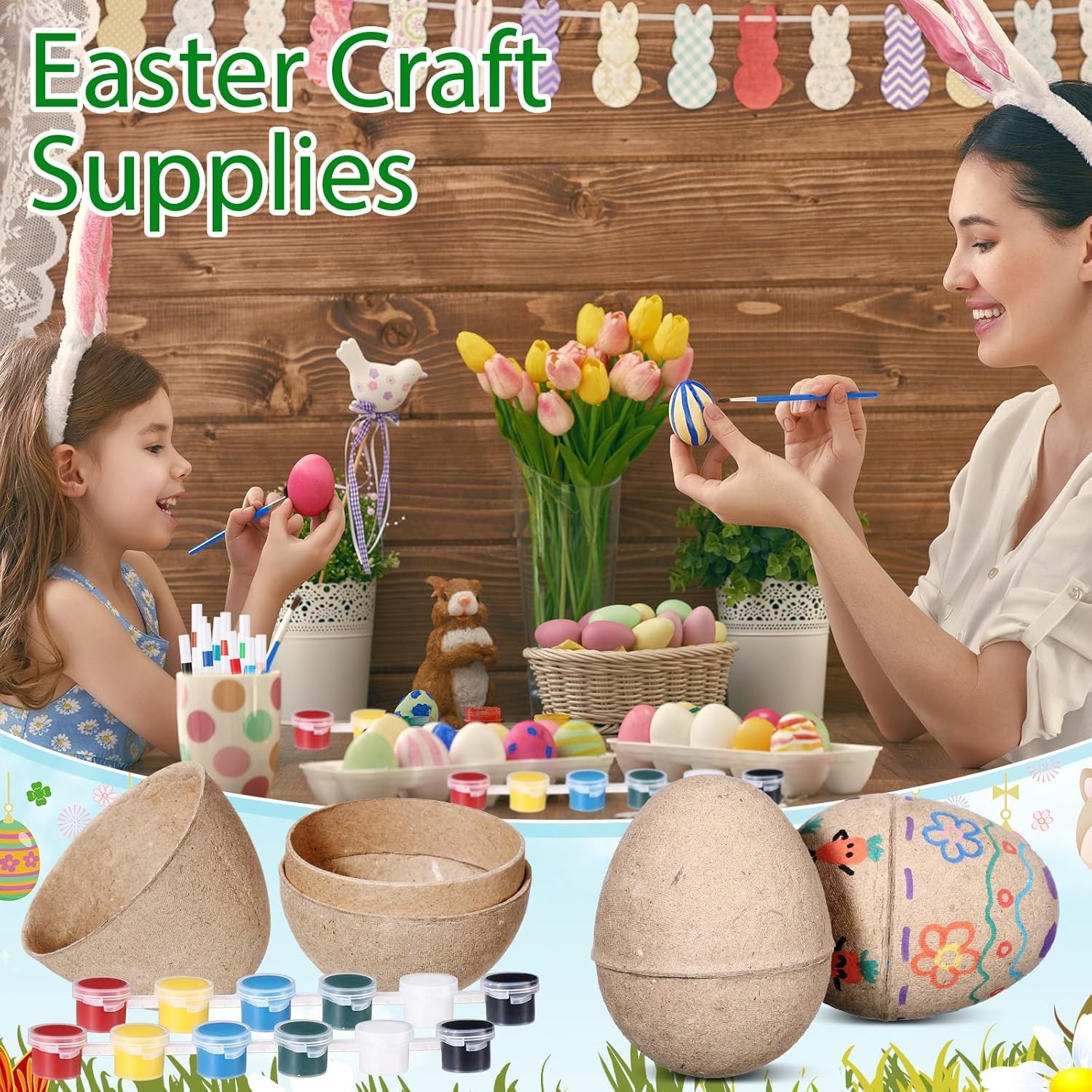 Halloscume 12 Set Paper Mache Easter Eggs Painting Kit 3 Inch Paint Your Own Egg