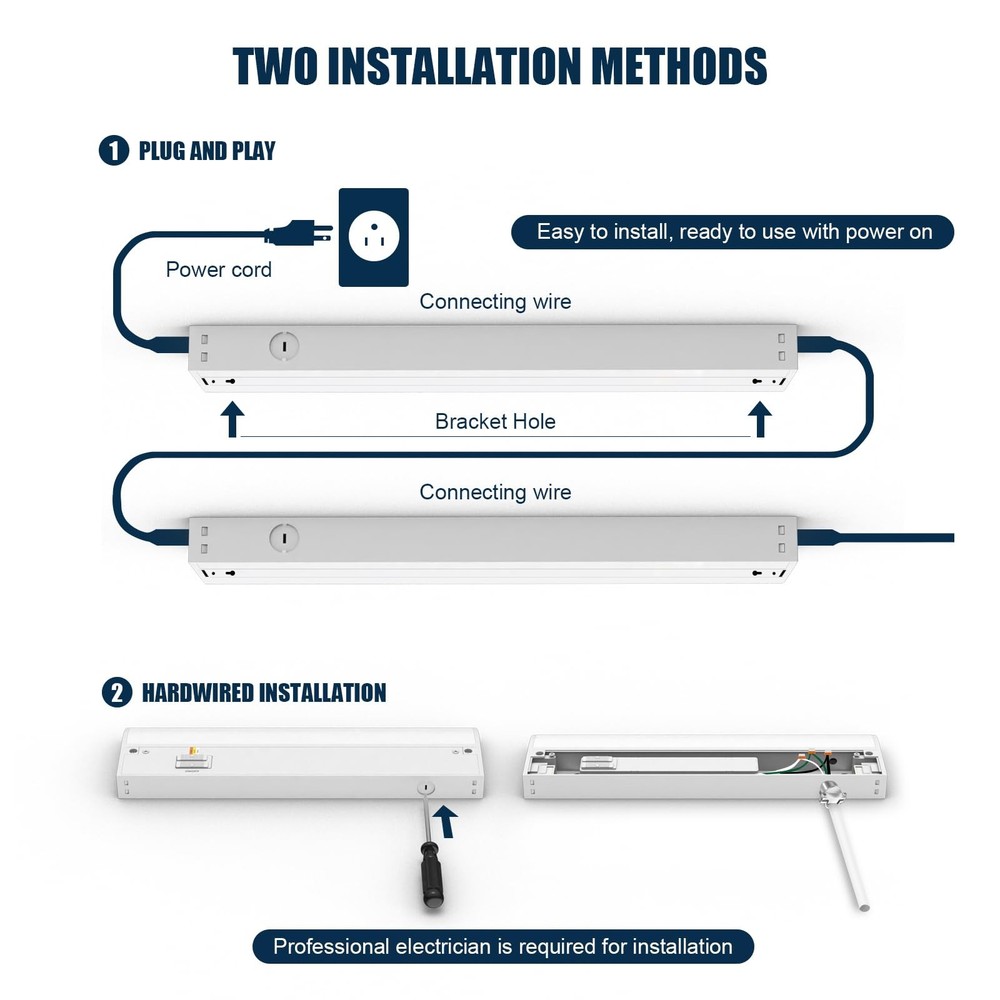 24 Inch LED Under Cabinet Light, Plug in Kitchen Lighting, 3CCT Selectable (3...