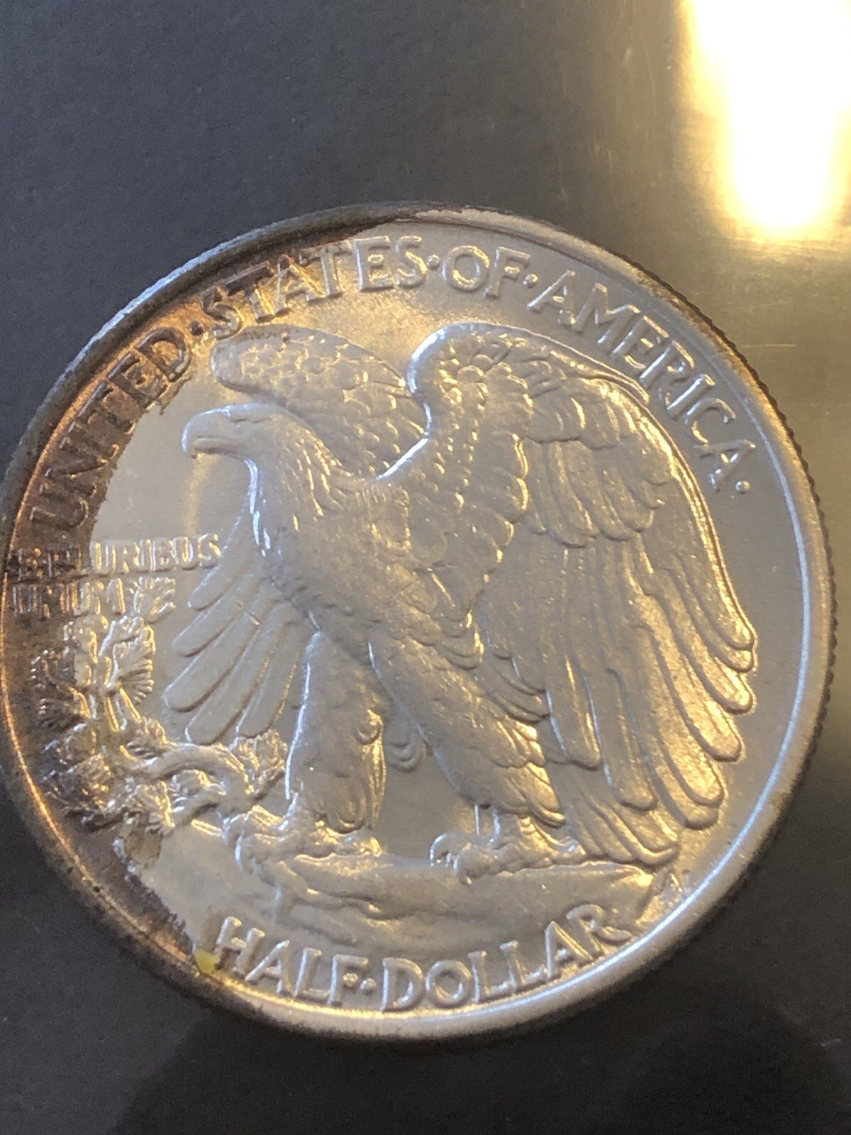 1943 W Walking Liberty Half Dollar Rainbow Toned BU