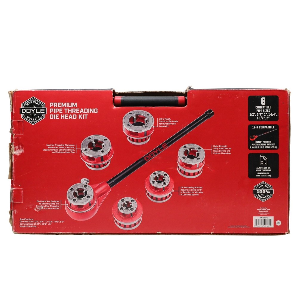 DOYLE 58941 6-Piece Premium Pipe Threading Die Head Kit