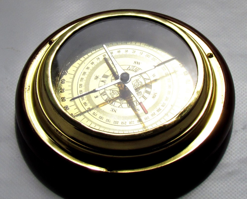 Vintage Brass/Wood Compass - Working