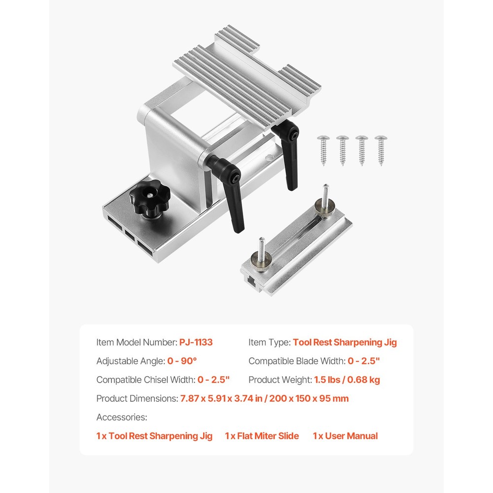 Adjustable Tool Rest Sharpening Jig for 6" or 8" Bench Grinder and Sander