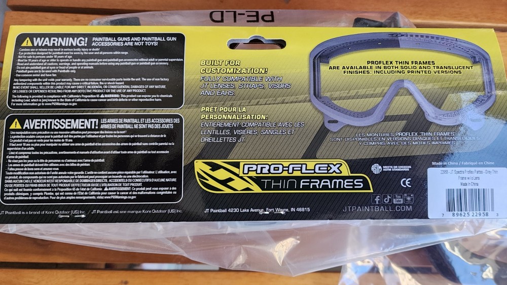JT Proflex Thin Frames Stormfront Grey Committed Paintball ready to ship