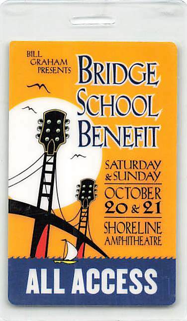 15th Annual Bridge School Benefit Backstage Pass Mountain View 2001 Yellow Al...
