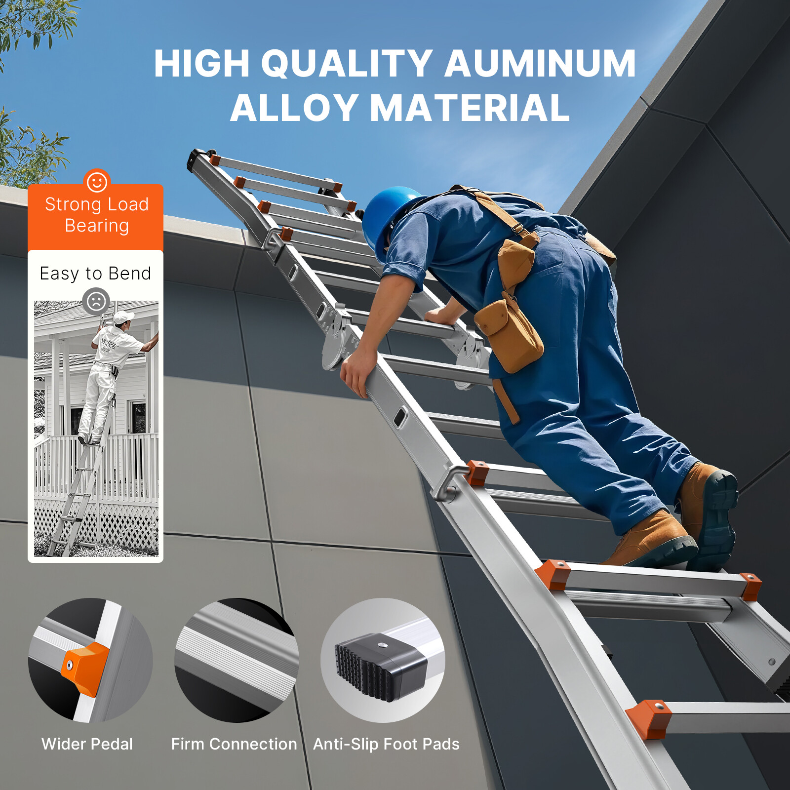 Telescoping Ladder A Frame 16.7 FT Extension Multi-Function for Homework