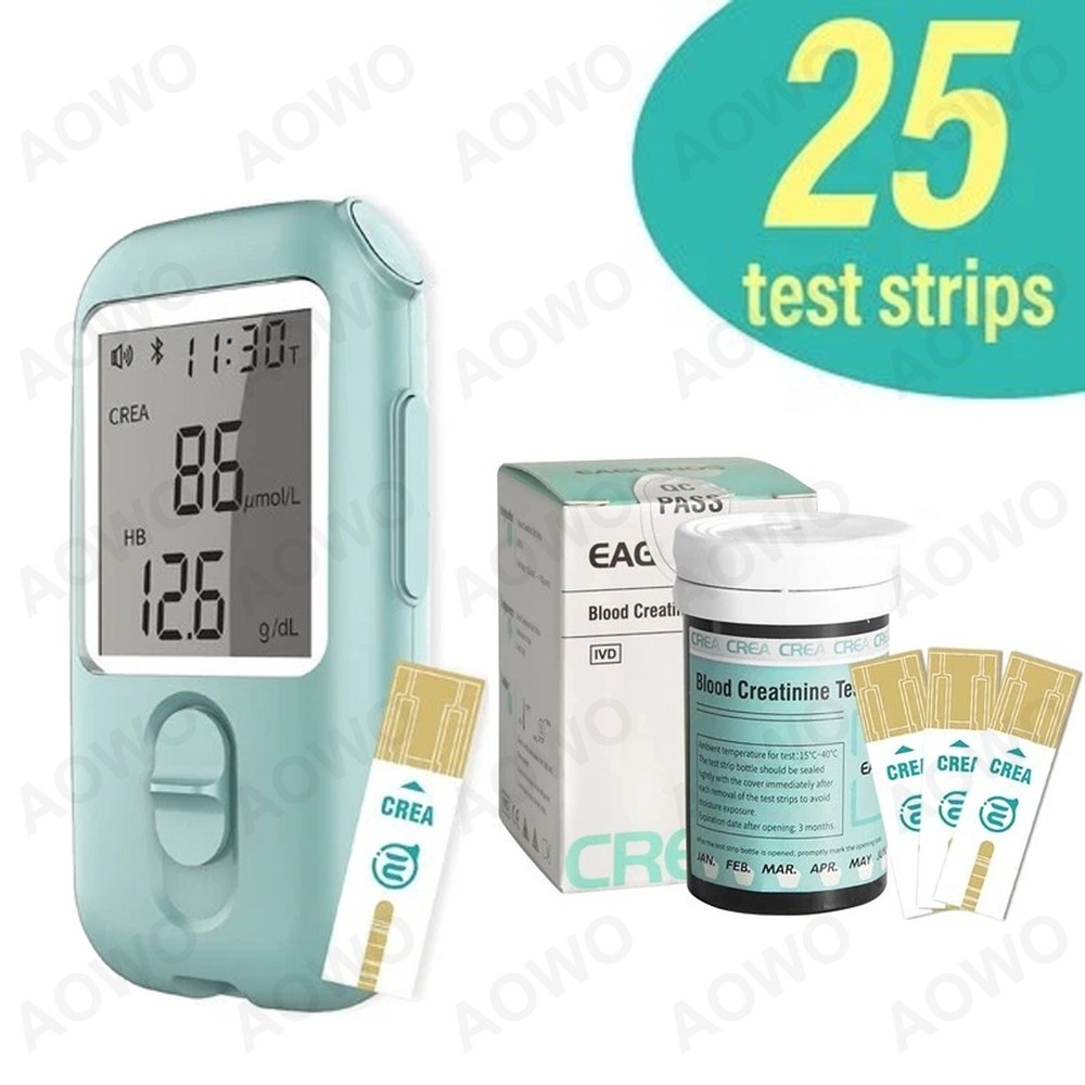 Blood Creatinine Meter for Kidney Function Testing at Home with 25 Test Strips