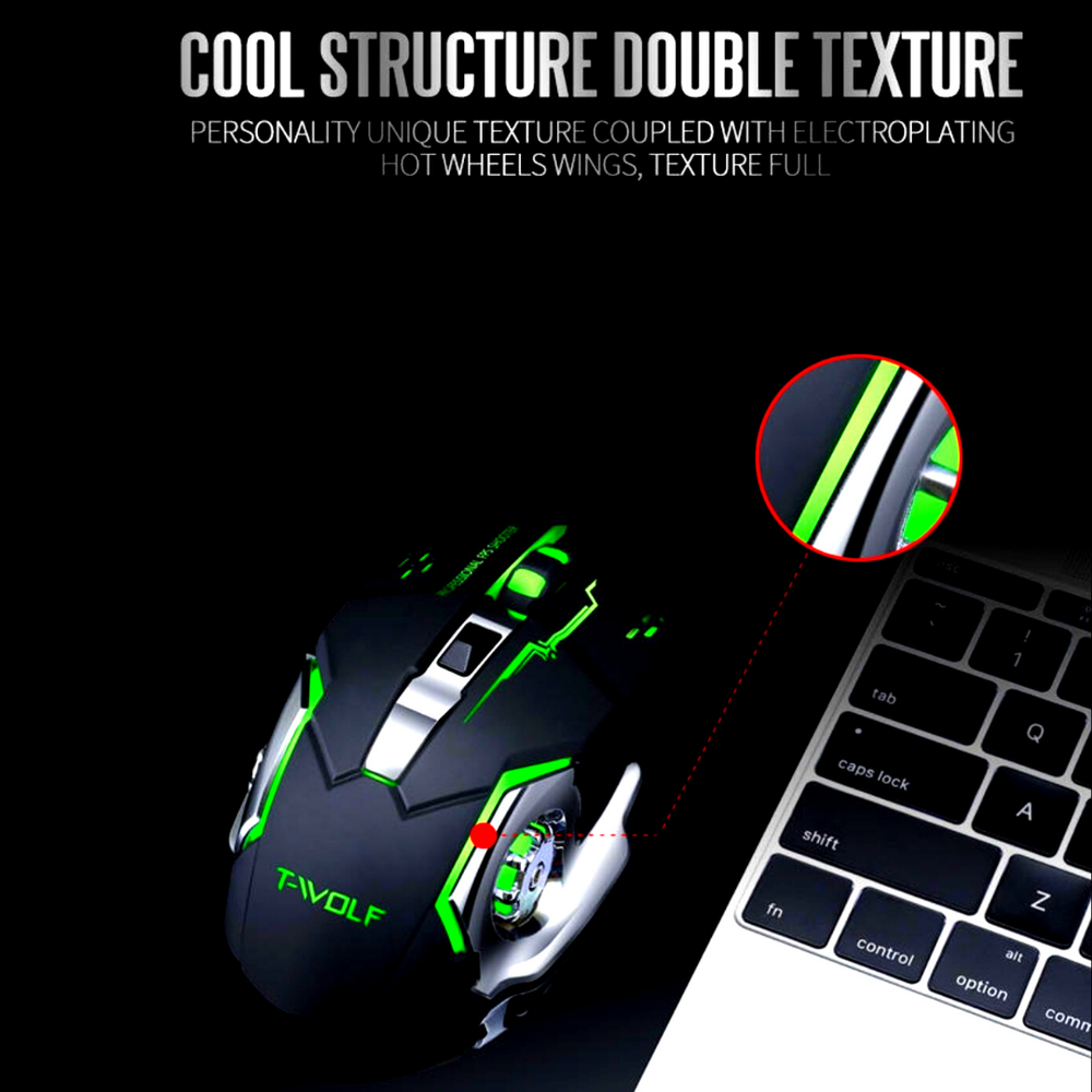 Wireless Gaming Mouse PC Rechargeable LED Light USB Computer Laptop Silent Mice
