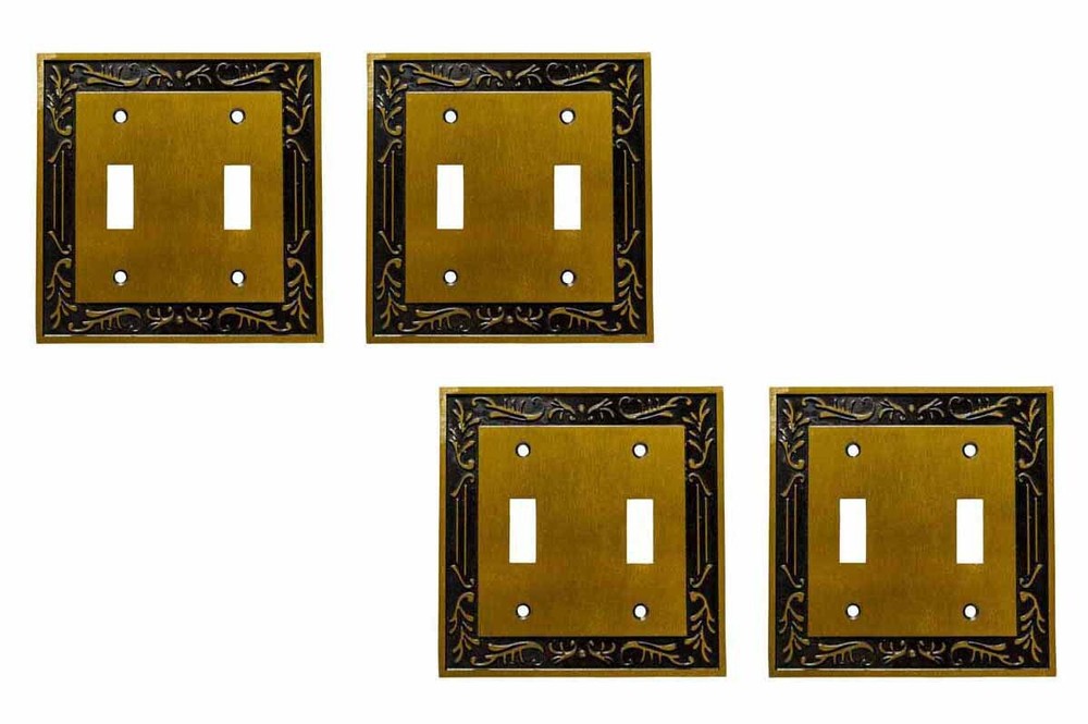 4 Victorian Switch Plate Double Toggle Antique Solid Brass | Renovator's Supply