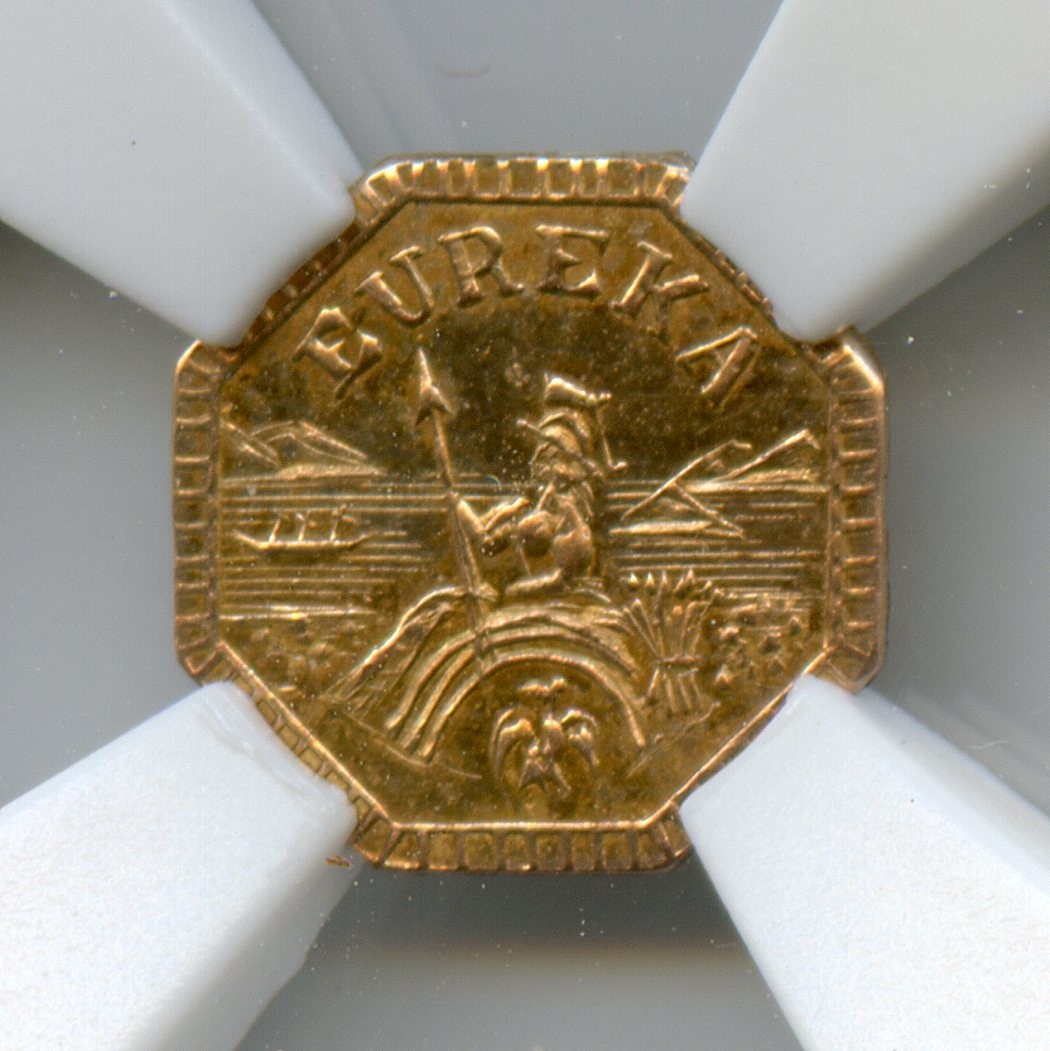 R8 - 1891 California Fractional Gold, Arms of Calif, W#2 / NGC MS63 POP 3 RARE!