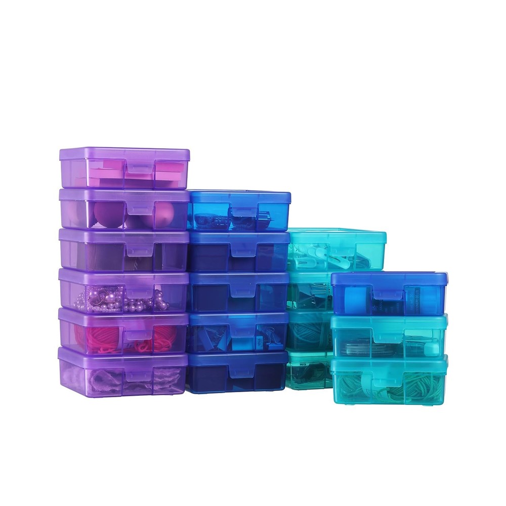 18 Pack Small Plastic Storage Containers Clear Arts & Crafts Storage Boxes & ...