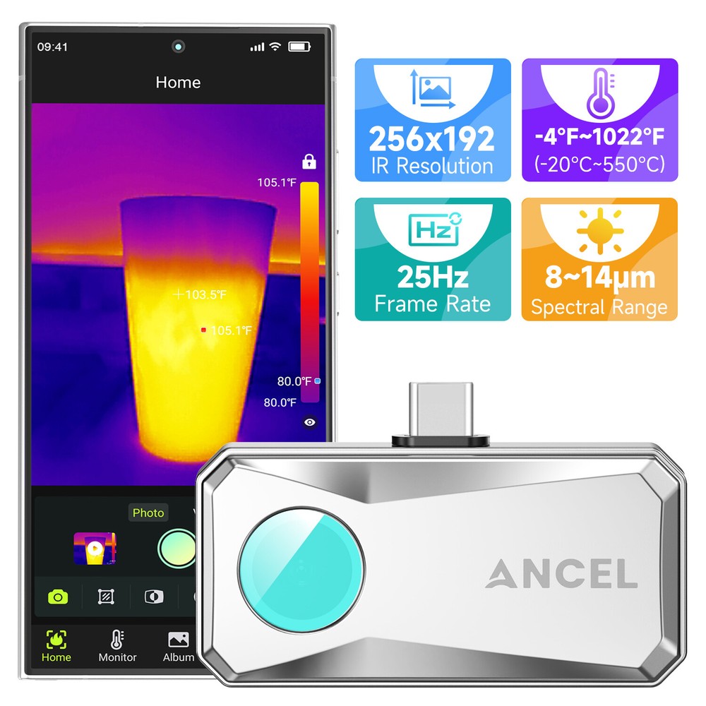 Thermal Camera for Android USB Type-C 256x192 IR Resolution Professional Grade