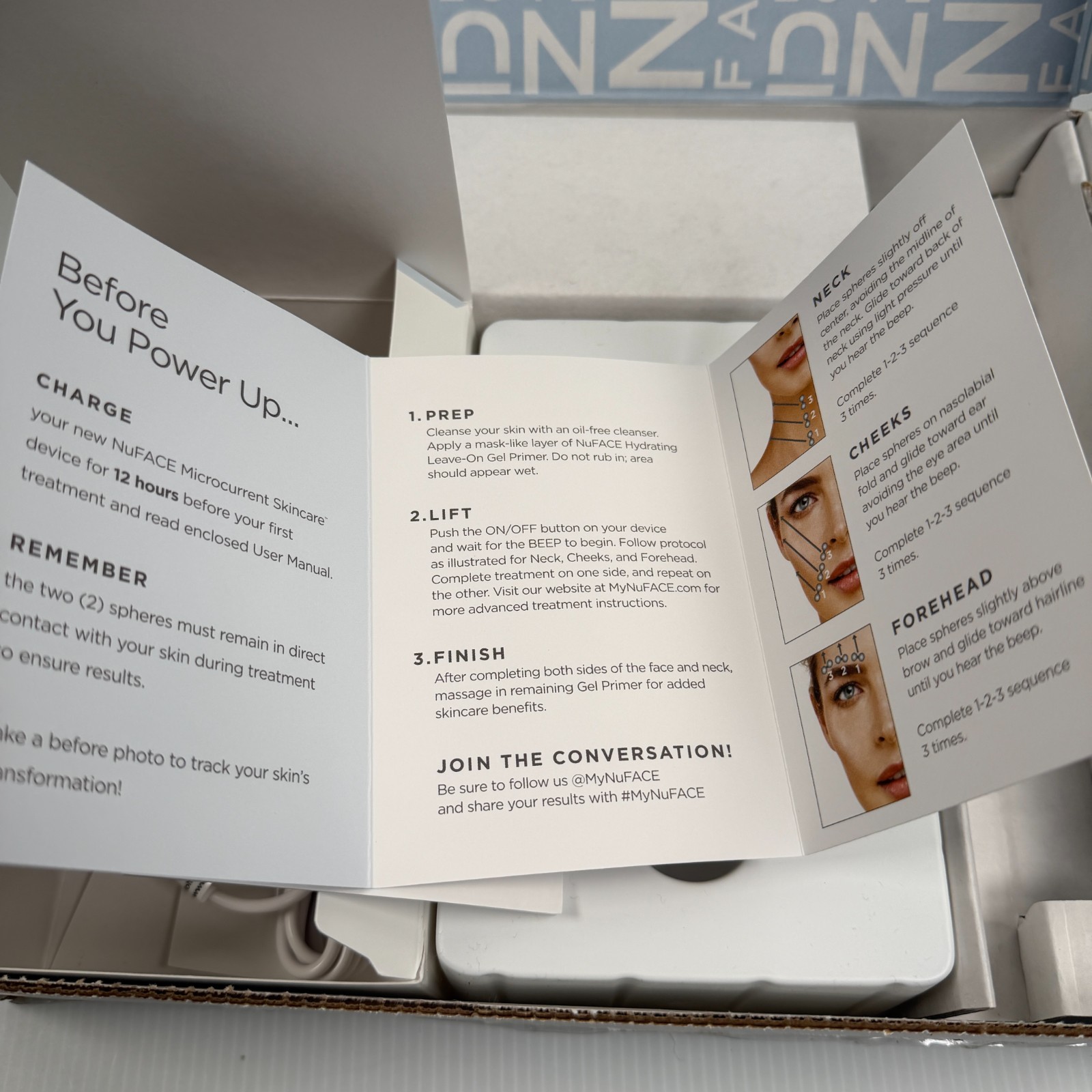 Nuface Petite Mini Facial Toning Device Pink + 10oz Aqua Gel +Brush NEW OPEN BOX