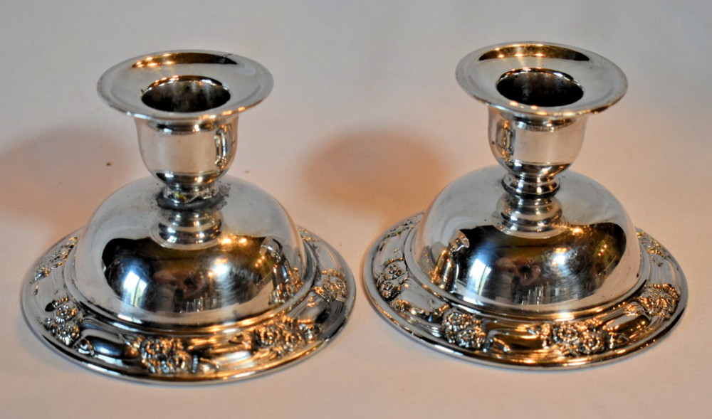 William A. Rogers by Oneida Ltd Silversmith Silver Candleholders - 2