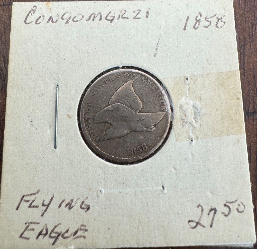 1858 Flying Eagle Large Letter One Cent Coin