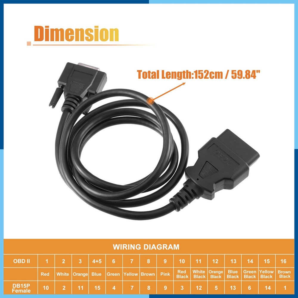 OBDII OBD2 Main Cable Diagnostic Tool Adapter Connector Cable for Launch 1PC