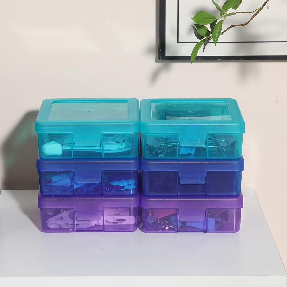 18 Pack Small Plastic Storage Containers Clear Arts & Crafts Storage Boxes & ...
