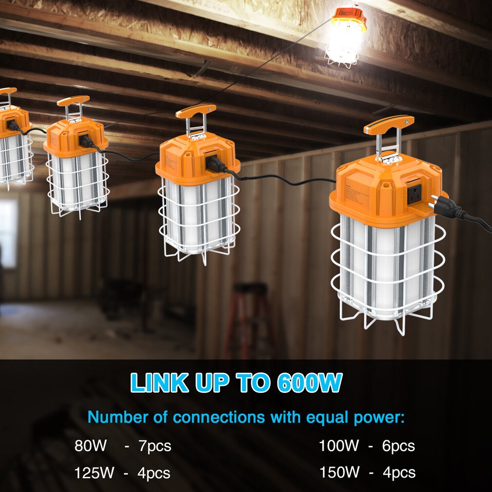 LED Temporary Work Light 125W Linkable Construction High Bay Jobsite Light 2Pack