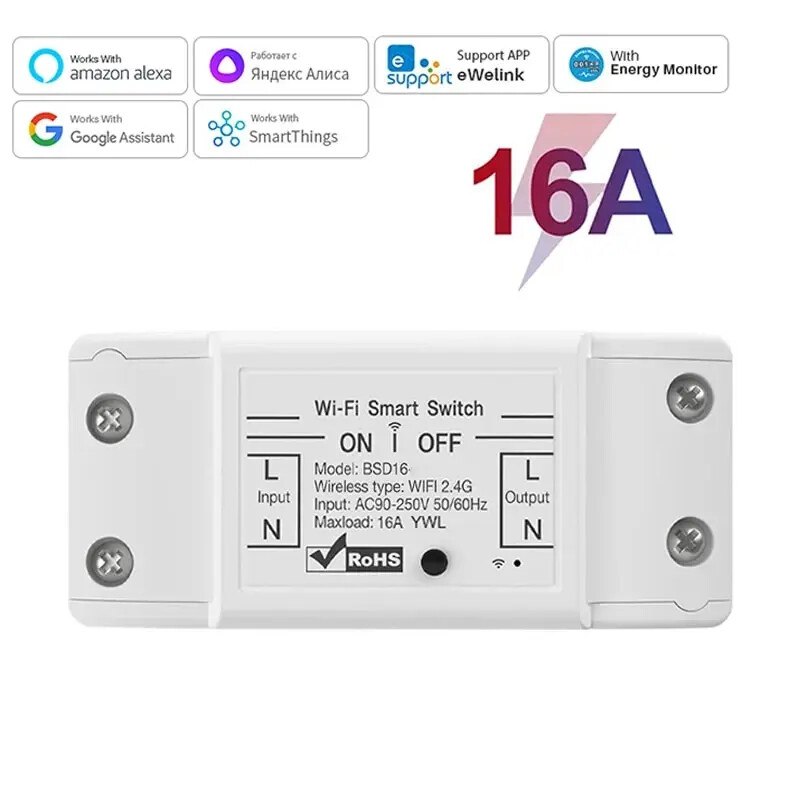 16A WiFi Smart Switch Home Wireless Control Switch Relay Breaker Remote Control