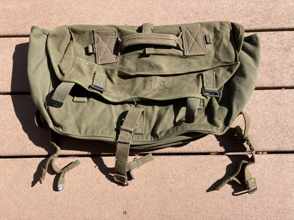 Original US Military Issue M-1944 Cargo Field Pack Lower Bag OD Green Canvas NOS