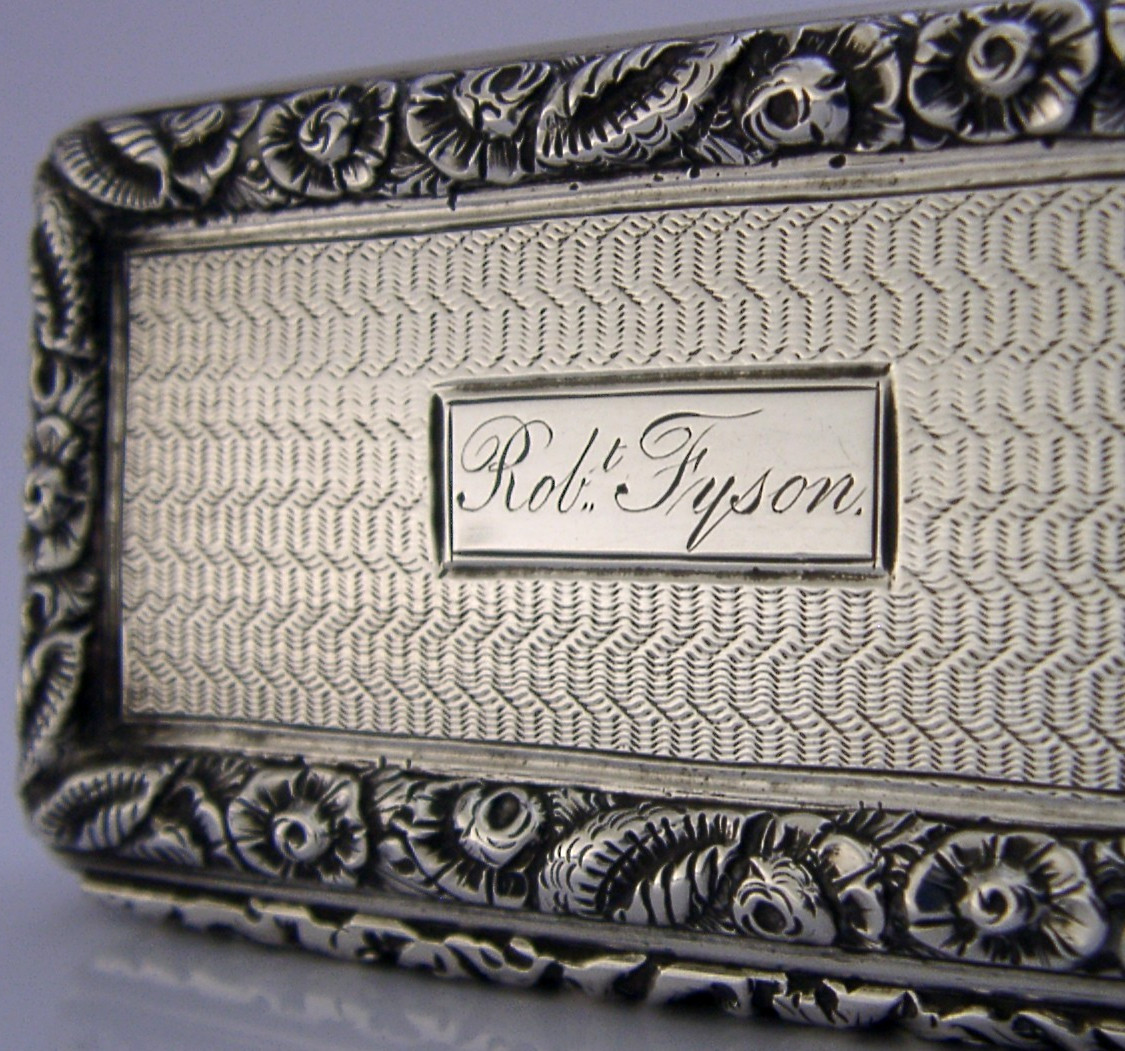 QUALITY GEORGIAN STERLING SILVER FYSON FAMILY SNUFF BOX 1826 ANTIQUE 82g