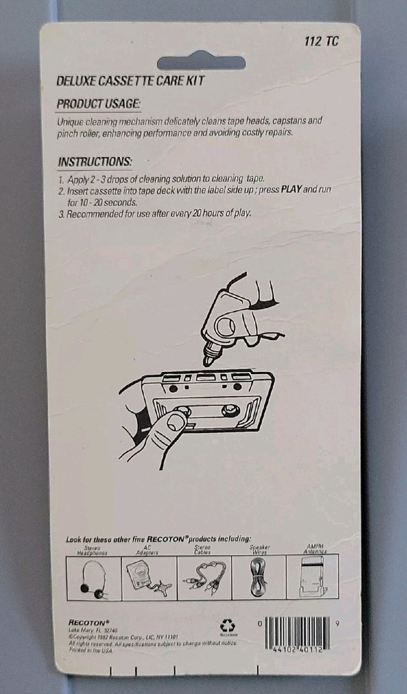 Vintage Recoton Deluxe Cassette Care Kit • Missing Solution