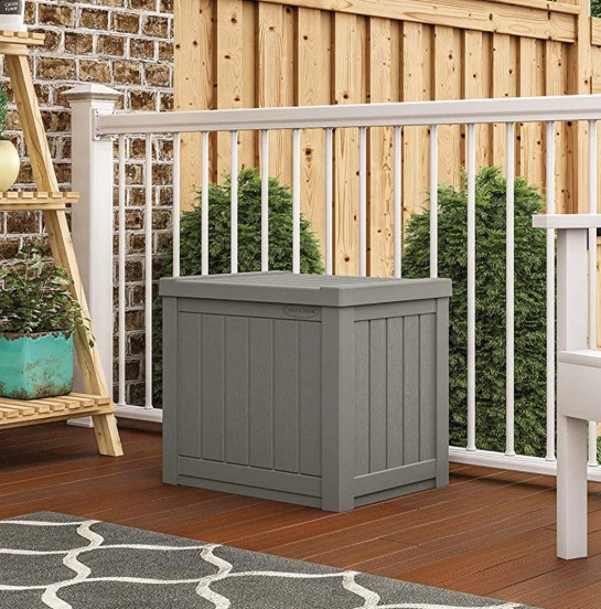 Suncast Outdoor Storage 22-Gallon Plastic Deck Box, Gray