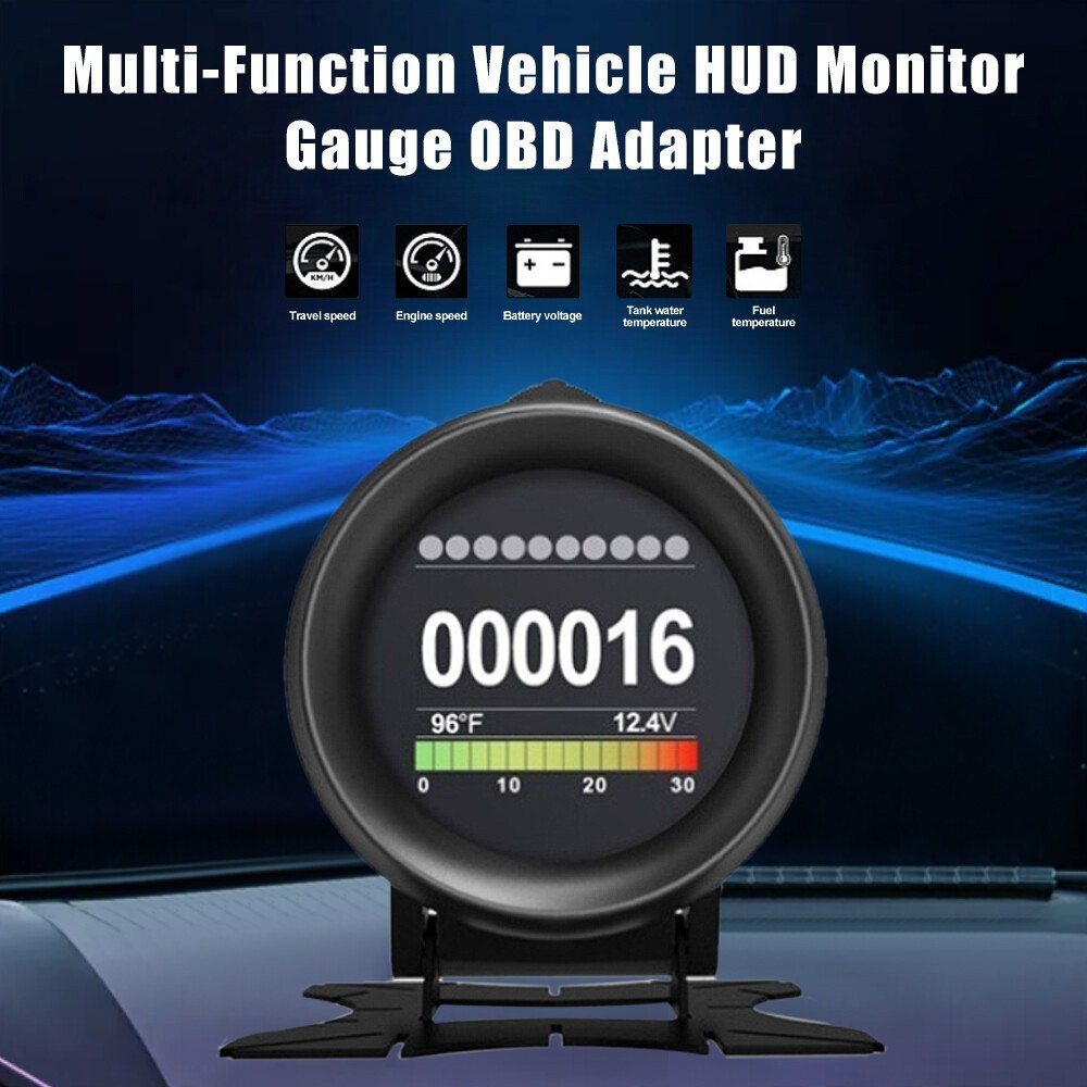 Car HUD Computer OBD2 Digital Speedometer & Water Temperature Indicator Display