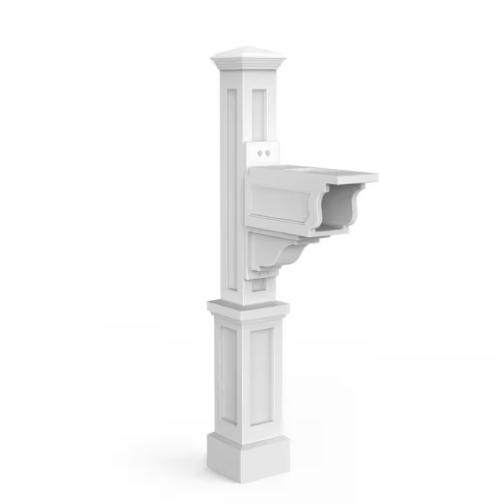 Dover Decorative Polyethylene Mailbox Post, White