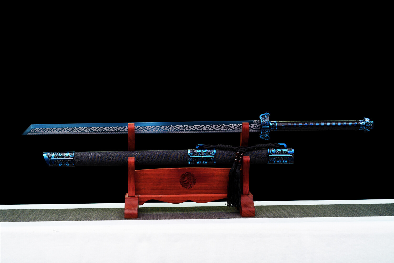 Sharp Blue Ninja Sword Straight Functional Broadsword Japanese Katana 1095Steel