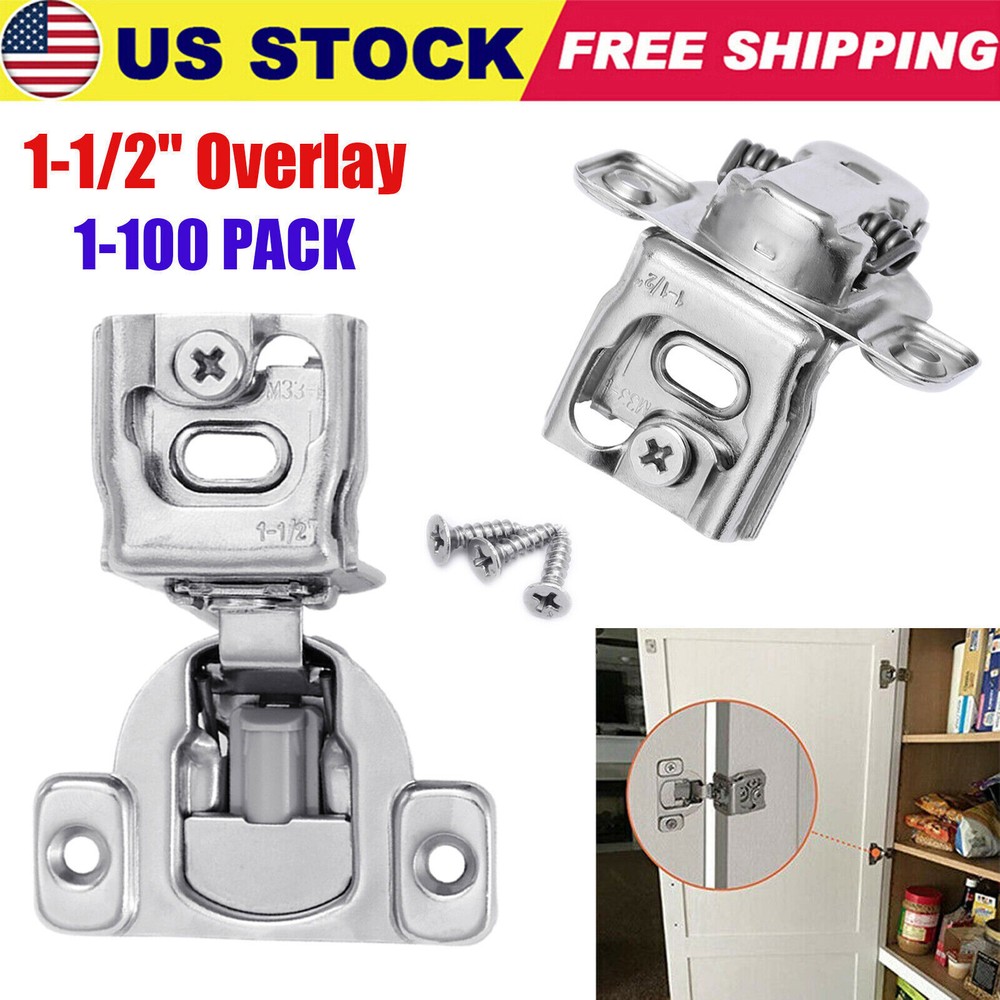 1-1/2" Overlay Soft Close Face Frame 105° Compact Cabinet Hinge Handware Lots