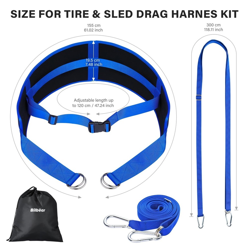 Bilbear Sled Pulling Belt,Adjustable Sled Training Waist Belt, Belt for Pulli...