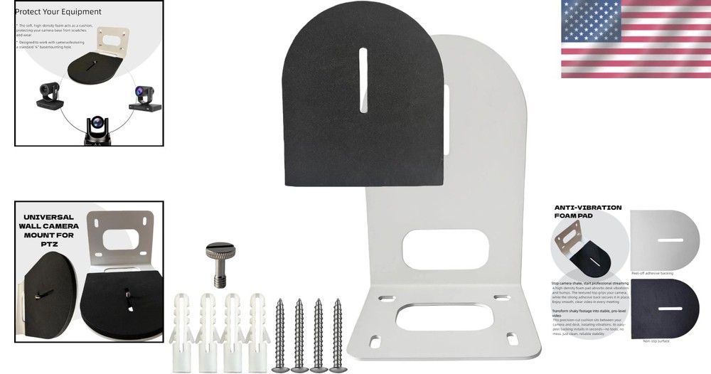 PTZ Camera Wall Mount with Anti-Shake Pad - Metal Bracket