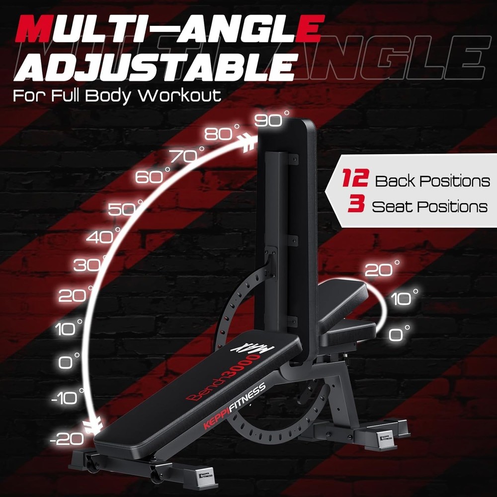 Adjustable Weight Bench - Leg Pad & Preacher Pad with Stability Features