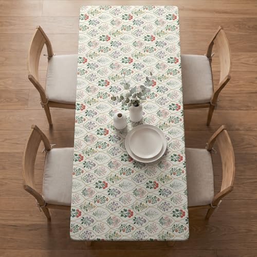 Spring Fitted Tablecloth 72 x 30 Inch 72" x 30" (Rectangular) Beige