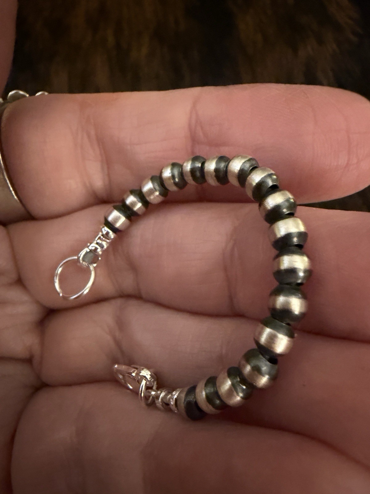 3” 4mm Navajo Desert Pearl / Beads Necklace EXTENDER Sterling Silver