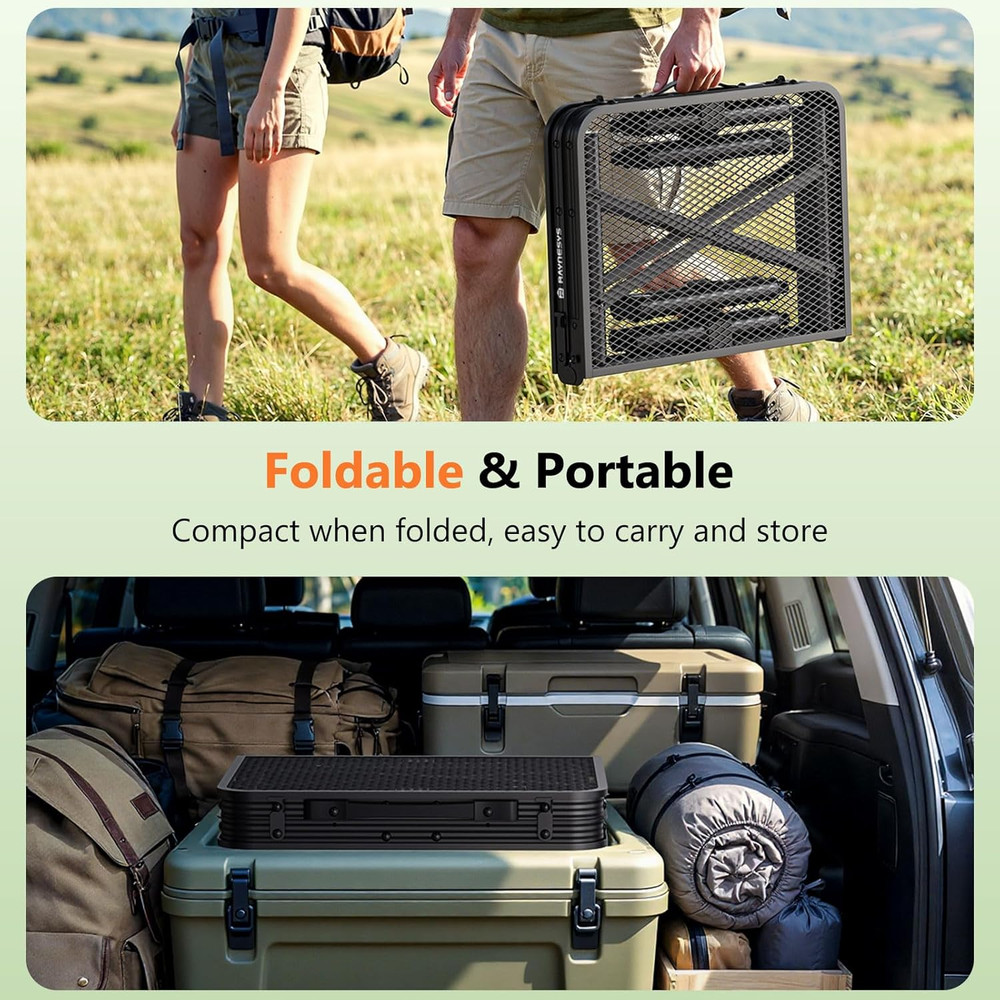 Folding Grill Table Adjustable Height Camping BBQ Table Portable Aluminum
