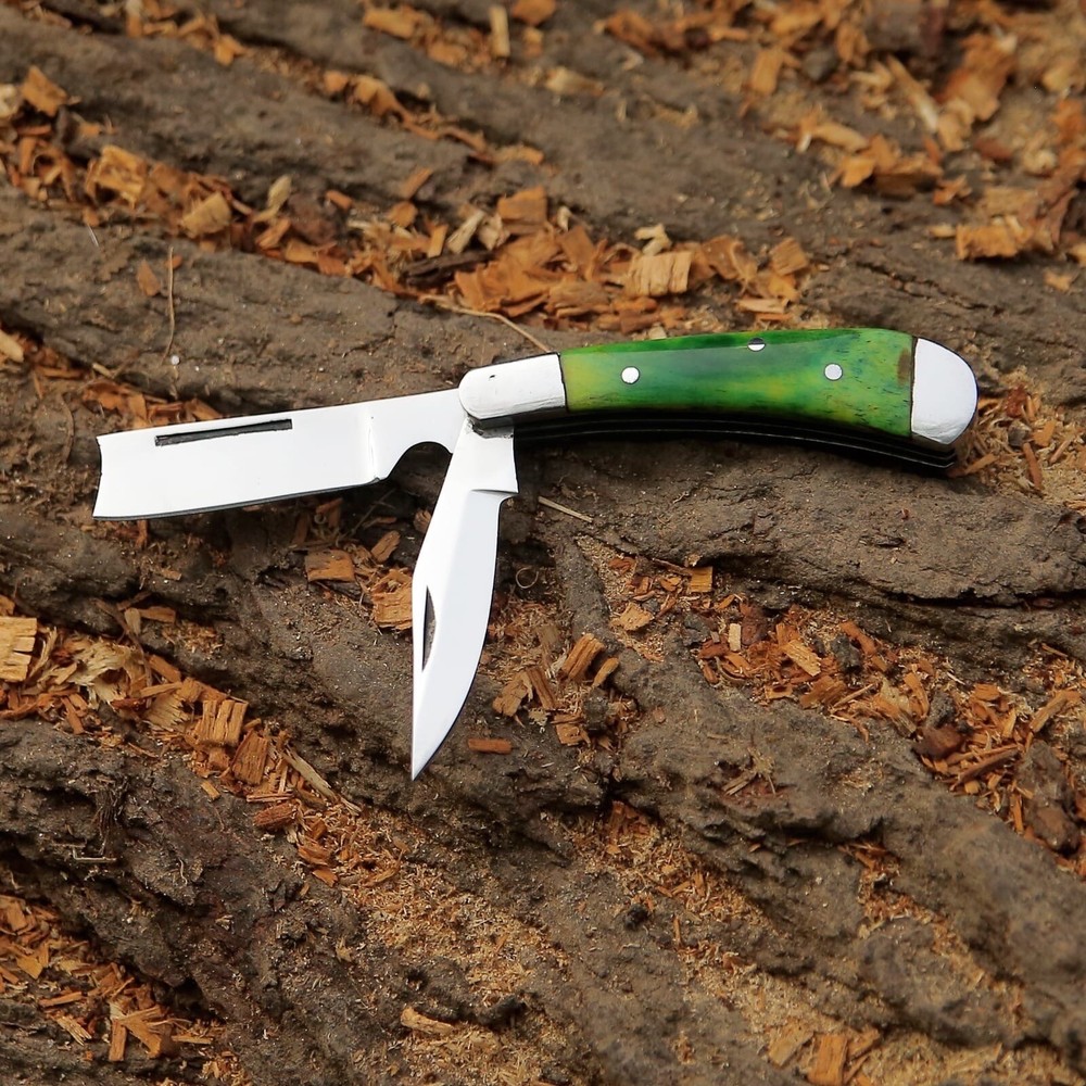 Two Blade Folding / Pocket Knife with ( Camel Bone Handle )