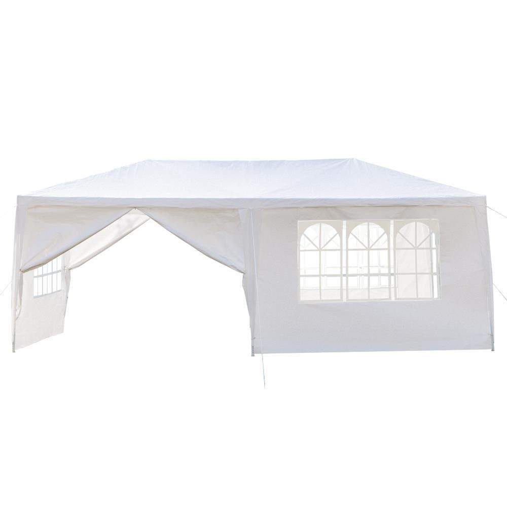 10x 20ft Party Canopy Tent PE Gazebo Wedding Canopy With 6 Removable Wall White
