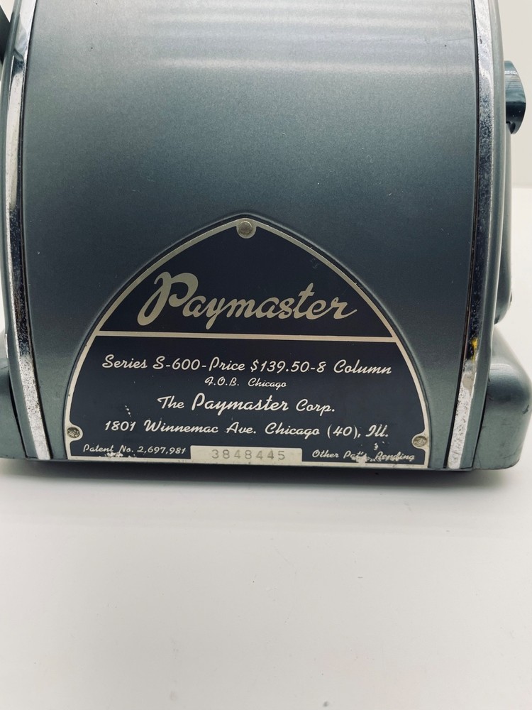 Paymaster Check Machine Series S-600 Vintage