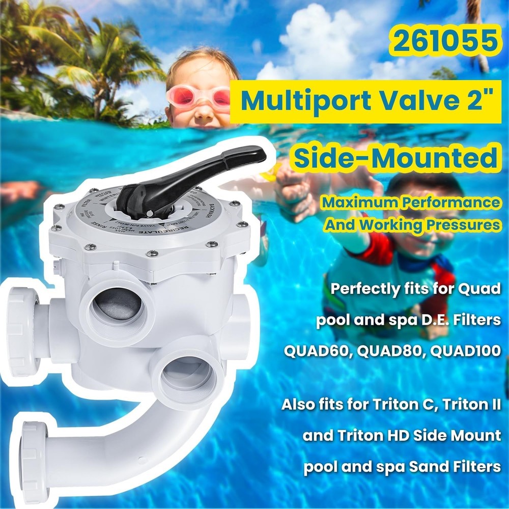 261055 Multiport Valve for Triton & Quad Pool & Spa Side Mound D.E