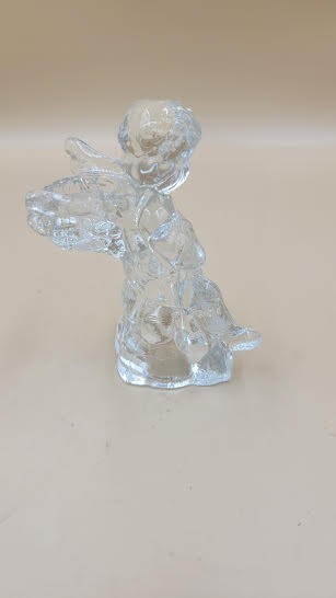 SMALL VTG CRYSTAL ANGEL CANDLE HOLDER